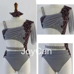 JoyCan Lyrical Dance Dress Grey Jazz Dance Costume Pole Dancing Clothes Girl Performance Training