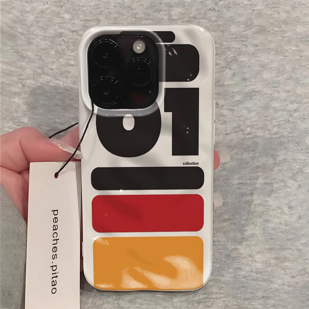 Orange Black Number Unique Soft Button Cover Impact Resistant Compatible with iPhone Plus 15 12 11 13 17 14 16 Air Phone Case
