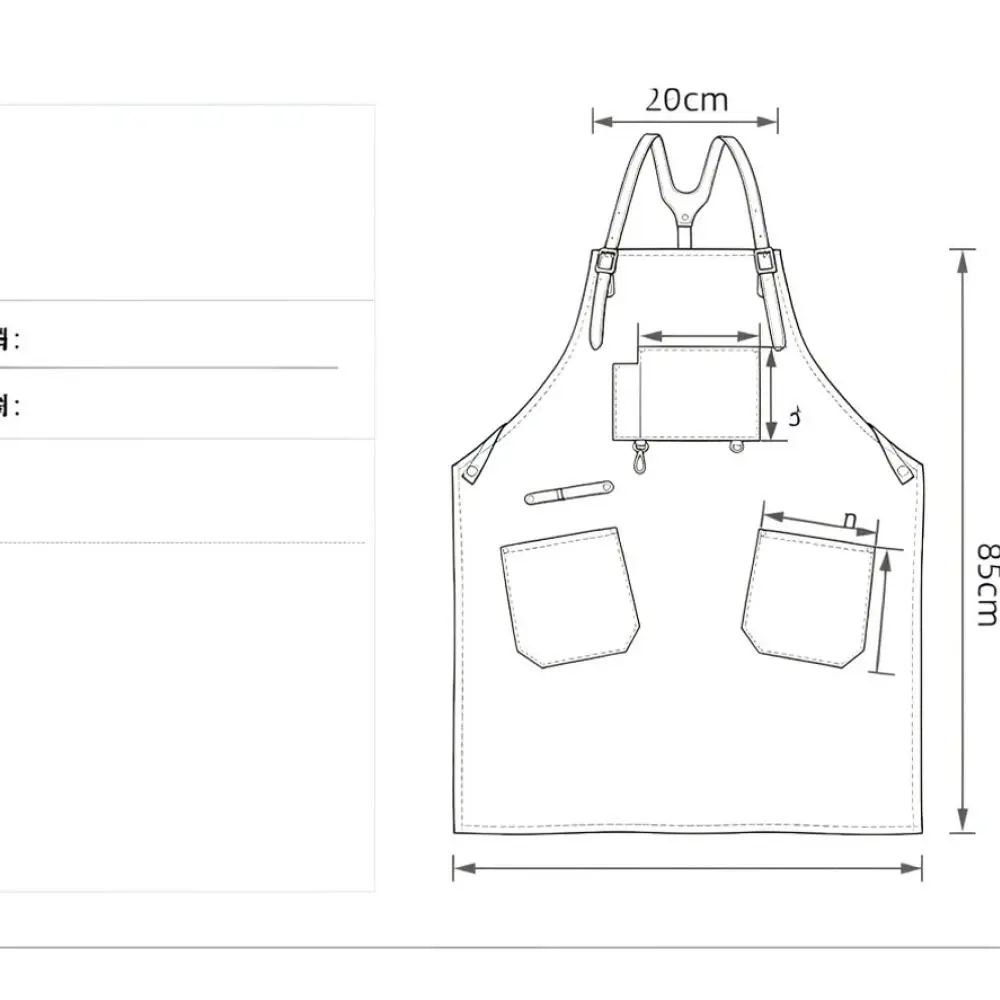Durable Canvas Apron With PU Leather Pockets Storage Bib For Workshop Carpentry Crafting Painting Kitchen Cooking