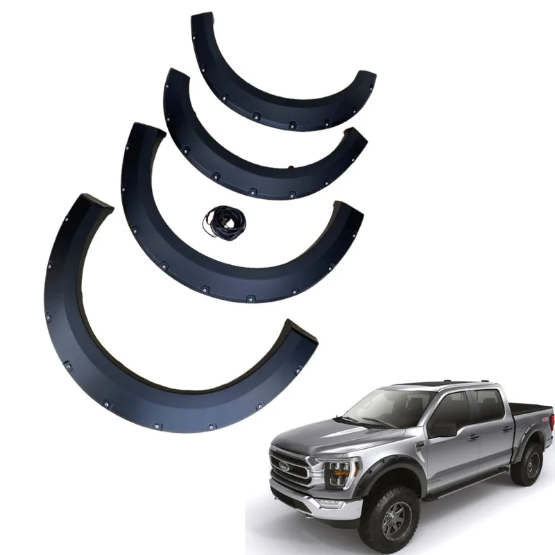 

Black Fender Flares Wheel Arches With Nut For Ford F-150 XLT 2022 Double Cabin