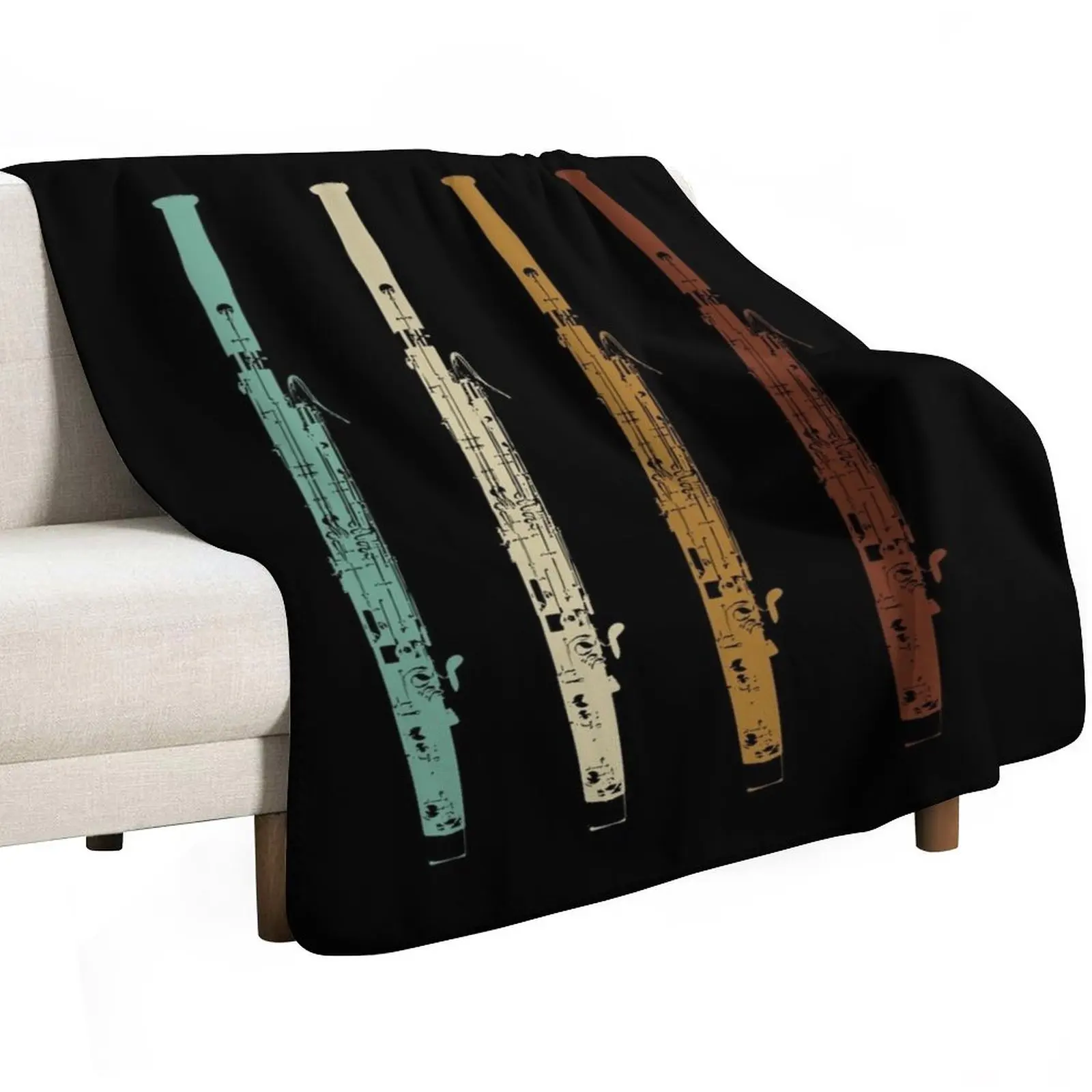 Retro Vintage Bassoon Gift Bassoonist Band Bassoon Player Throw Blanket Moving Soft Big Custom For Decorative Sofa Blankets
