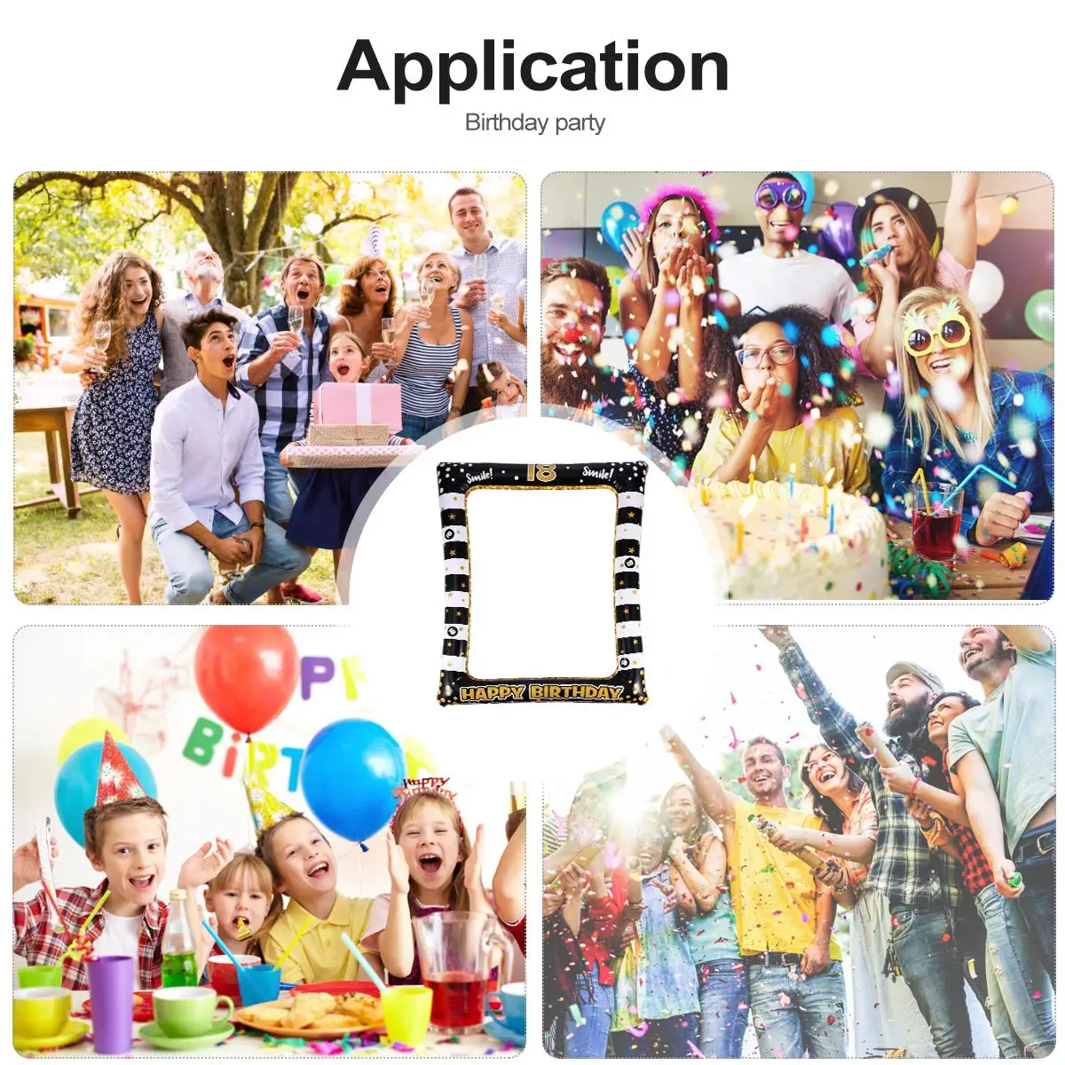 Inflatable Photo Frame 18th Child 40th Party Booth Props PVC Plastic Lightweight Safe Kids Supplies Cosplay