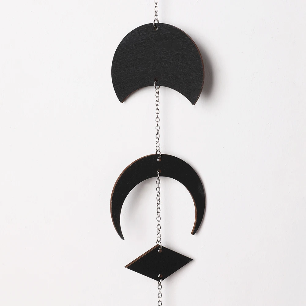 Moon Phase Wall Hanging Black Wooden Wall Decor Moon Garland Art Boho Room Decor Bedroom Office Nursery Garden Decoration Gift