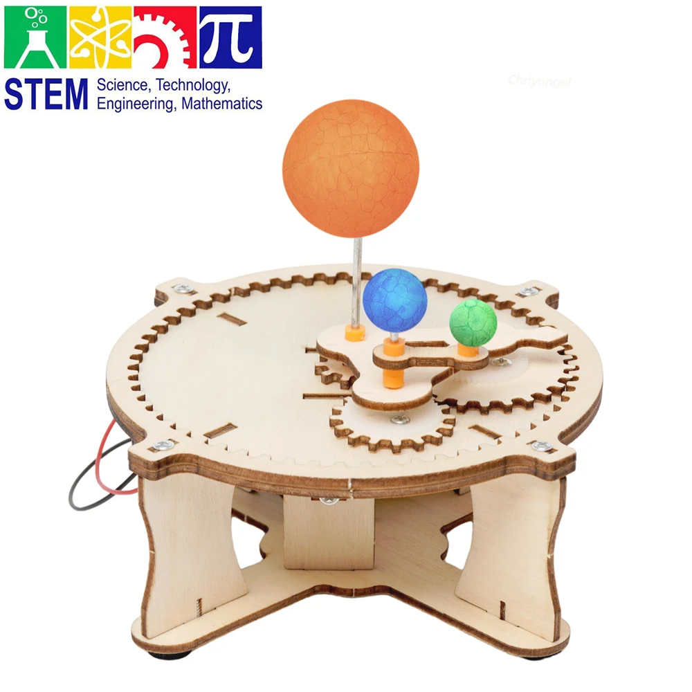 DIY Solar System Model Kit Wooden Puzzle Mechanical Set Assembling Sun Earth Moon Planet Educational Science Toys for Kids