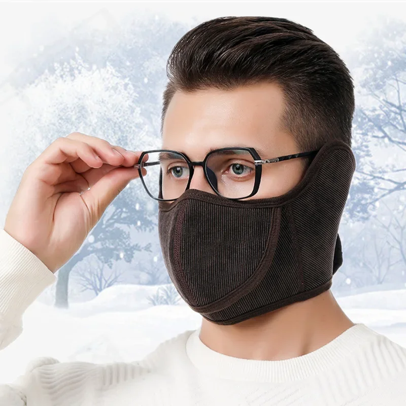 Winter Half Face Mask Thermal Fleece Ear Mouth Cover Neck Warmer Windproof Breathable Cycling Mask Warm Skiing Hiking Headwear