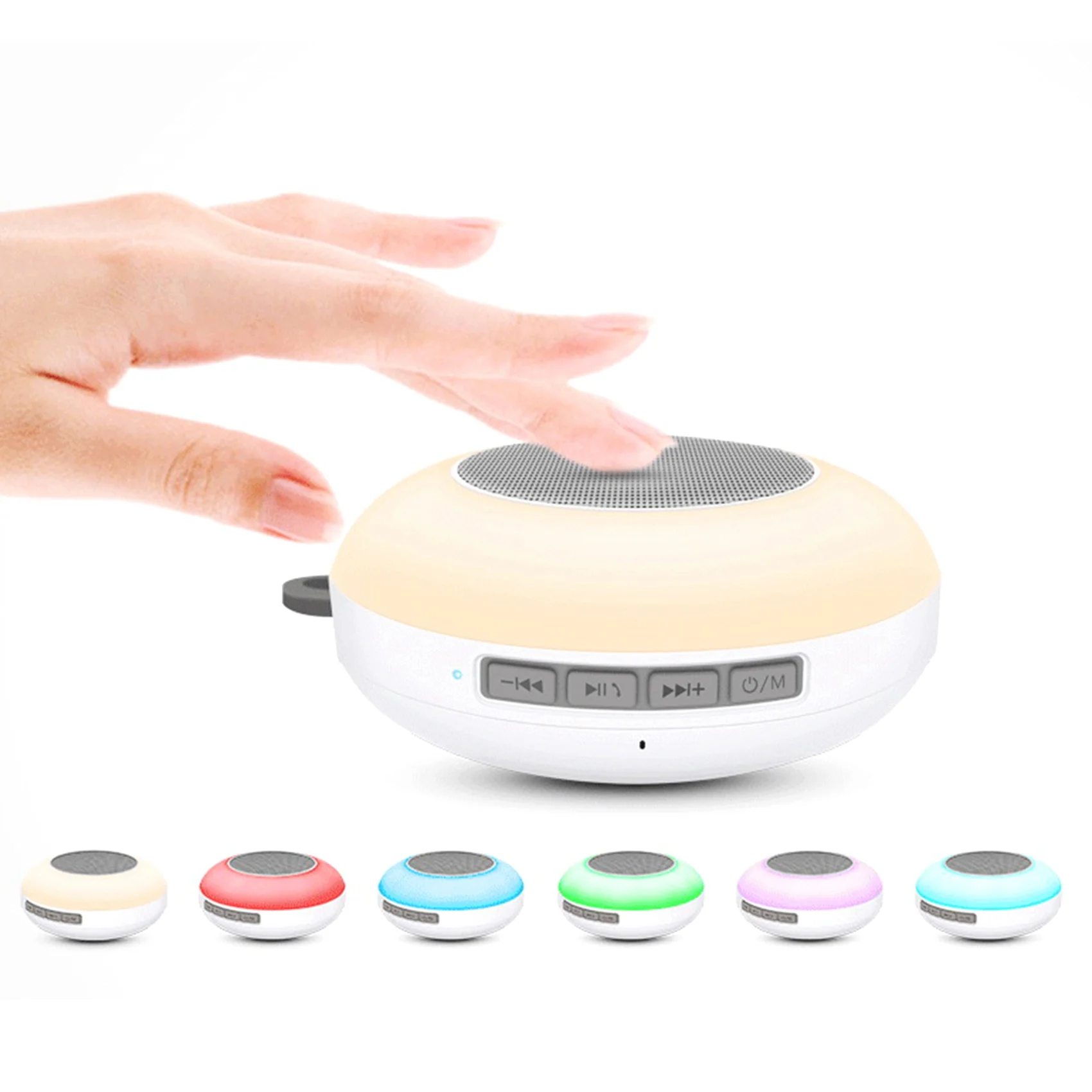 Wireless Bluetooth Speaker Portable Shower Speaker with Night Light Stereo Color Changing Support TF Card(A)