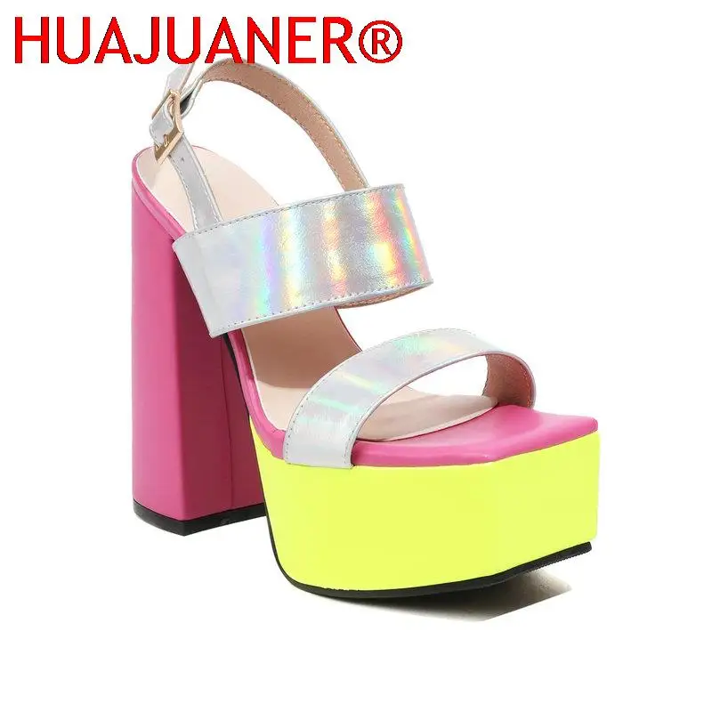 HUAJUANER-Sandálias femininas de salto alto plataforma, marca de luxo, sapatos femininos de verão, plus size, 41, 42, 43, 2022