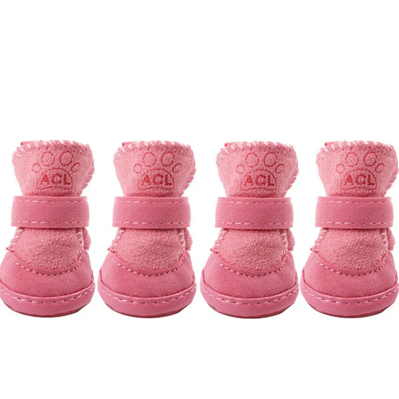 4Pcs/Set Cute Dog Boots Outdoor Snow Walking Non-slip Puppy Sneakers Supplies Puppy Comfortable Snow Boots Pet Winter Warm Shoes