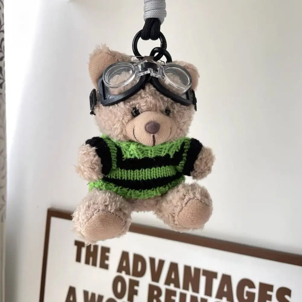 Porte-clés créatif ours pilote, Animal en peluche, pendentif de sac, décoration de sac, ornements
