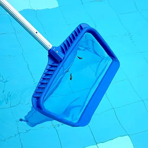 Rastrillo de hojas para piscina, bolsa profunda de gran capacidad, marco grueso, red para espumadera de piscina con mango desmontable