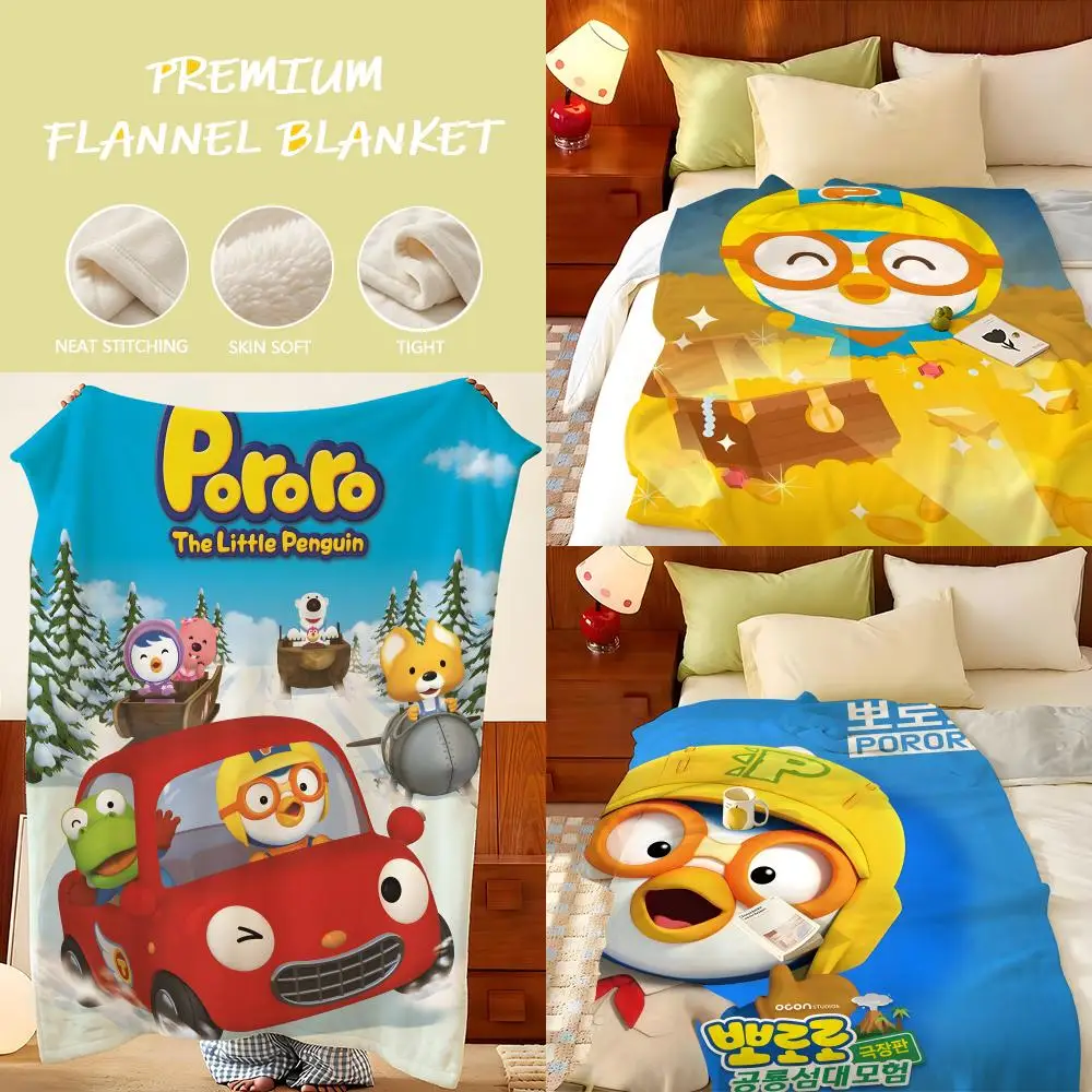 Cartoon P-Pororo S-Sweet C-Castle A-Adventure Throw Flannel Throw Blanket, Lightweight Cozy, Durable Washable cute Cool