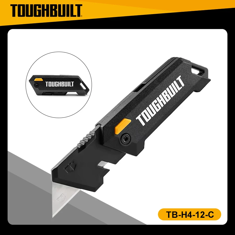 Genuine TOUGHBUILT TB-H4-12-C Folding Utility Knife Hand Tools Toughbuilt Sub-Compact Folding Utility Knife