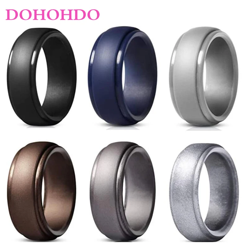 2024 High Quality Rings For Men 8mm Food Grade FDA Hypoallergenic Flexible Men Wedding Rubber Bands Silicone Finger Ring Anillos