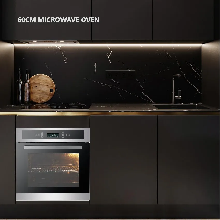 Black Glass Microwave with Grill 60cm 73L  Full Touch Built-in Microwave Oven