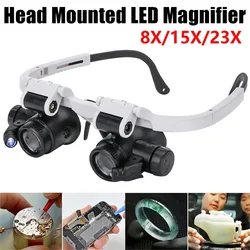 8X/15X/23X Telescopic Jeweler Magnifier Loupes With LED Light Len Magnifying Glass for Precision Work Eyewear Reading Watchmaker