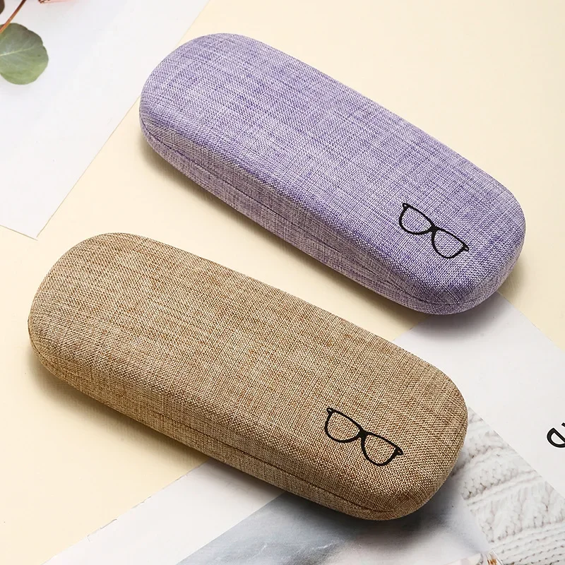 حافظة نظارات عالية الجودة للرجال والنساء من قماش الكتان حافظات نظارات غطاء صلب محمول حامل صندوق تخزين النظارات