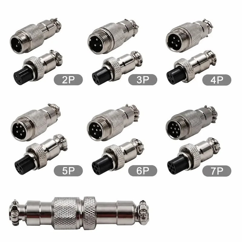 5/20PCS GX12 Connector 2/3/4/5/6/7 Pin Aviation Socket Plug Docking Connector Male Female Circular Connector 12mm