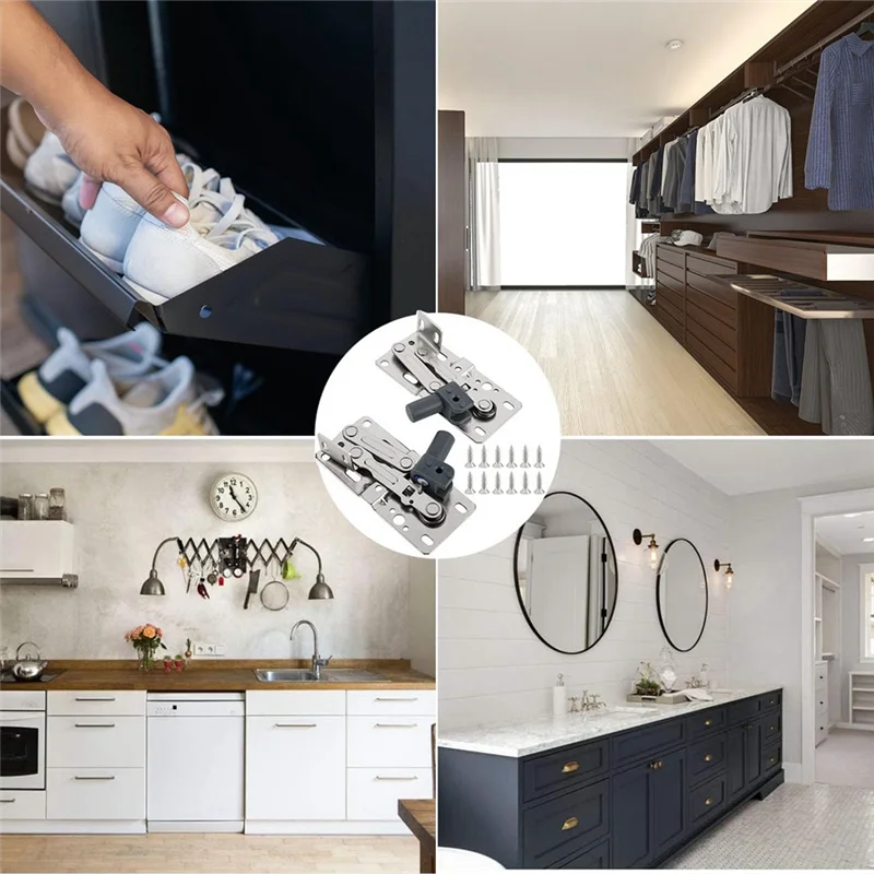 2 حزمة مفصلات صينية للدرج الأمامي بالوعة، مفصلات صواني طرفية أمامية للحوض، مشابك خزانة أمامية كاذبة سهلة الاستخدام