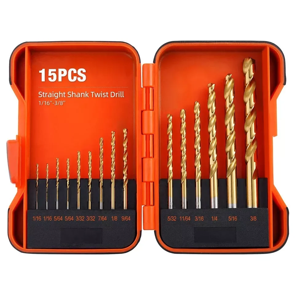 USA Warehouse Stock-15-teiliges Kobaltbohrer-Set mit gedrehter Spezifikationslänge für gehärtetem Metall und Edelstahl