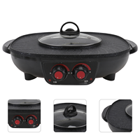 Roasting Pot Electric Barbecue Hotpot Oven Grill Teppanyaki Smokeless Hot Pot Machine BBQ Black Pot with Triangle