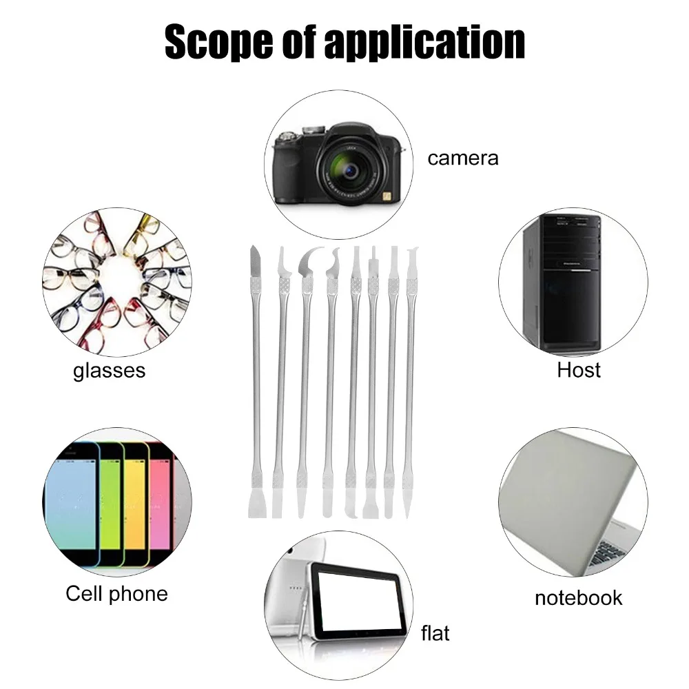 8pcs Ultra Thin Blade IC Chip Removal Tool Metal Spudger Disassemble Pry Tool CPU Remover Knife Alignment Tool Dual Ends