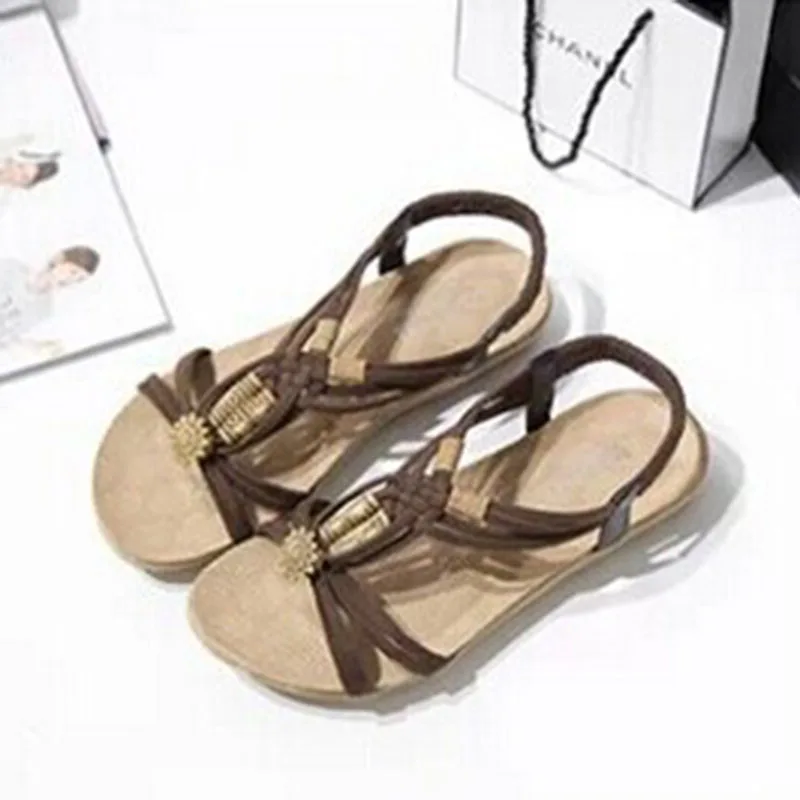 Women Sandals Shoes Summer Flip Flops Boho Beach Sandals Female Fashion Straps Beadding Flat Sandals Gladiator Sandalias