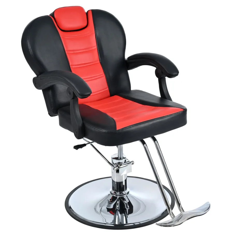 

Classic Reclining barber Chair Salon Chair for Hair Stylist with Heavy Duty Hydraulic Pump 360° Rotation Tattoo Chair Shampoo B