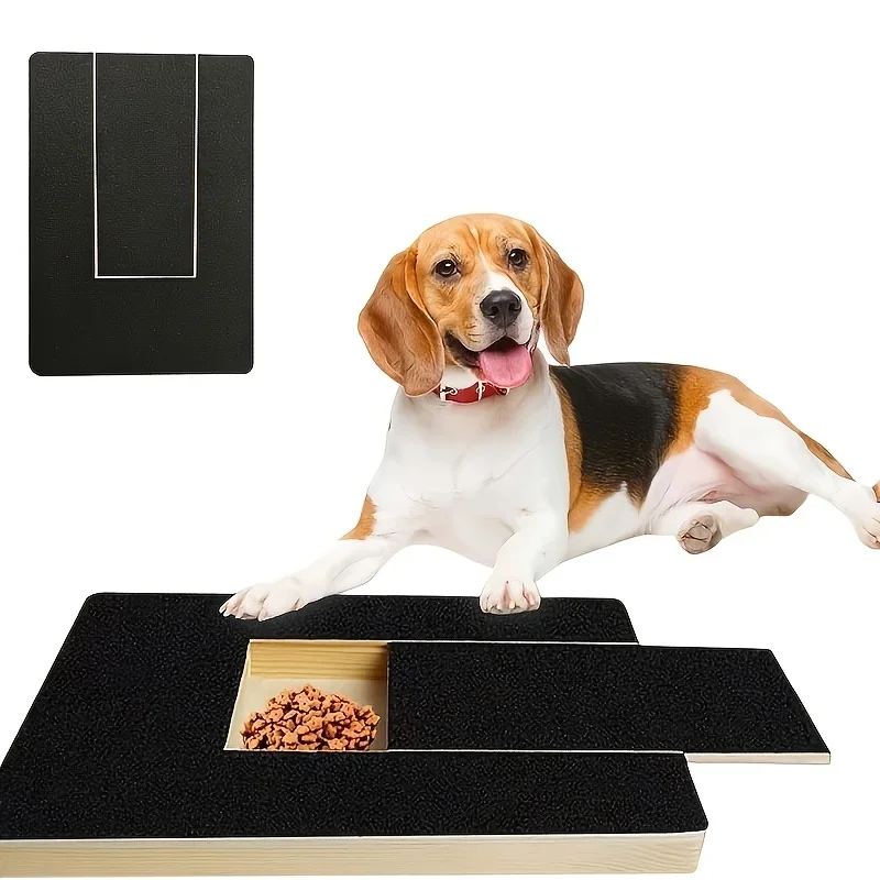 Wooden Dog Nail Scratch Pad with Treat Drawer Replaceable Sandpaper Pet Nail File Board Stress Free Home Dog Nail Trimming