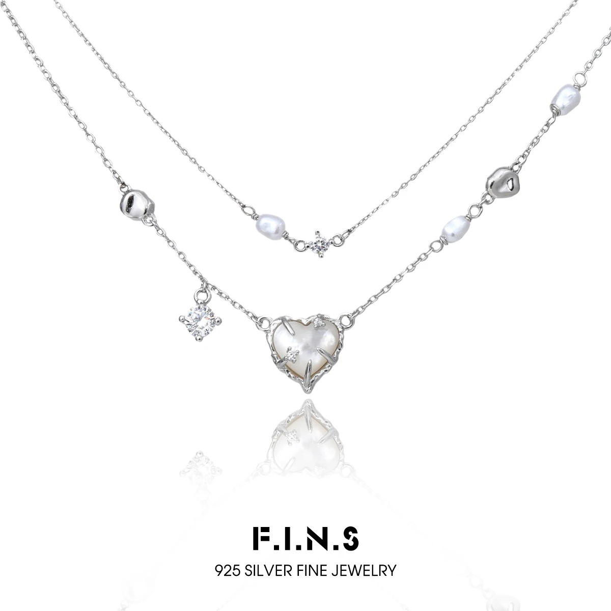 

F.I.N.S оригинальное минималистское ожерелье из стерлингового серебра S925, шикарные жемчужные подвески в форме сердца в форме сердца, многослойная цепочка, ювелирные изделия на ключицу