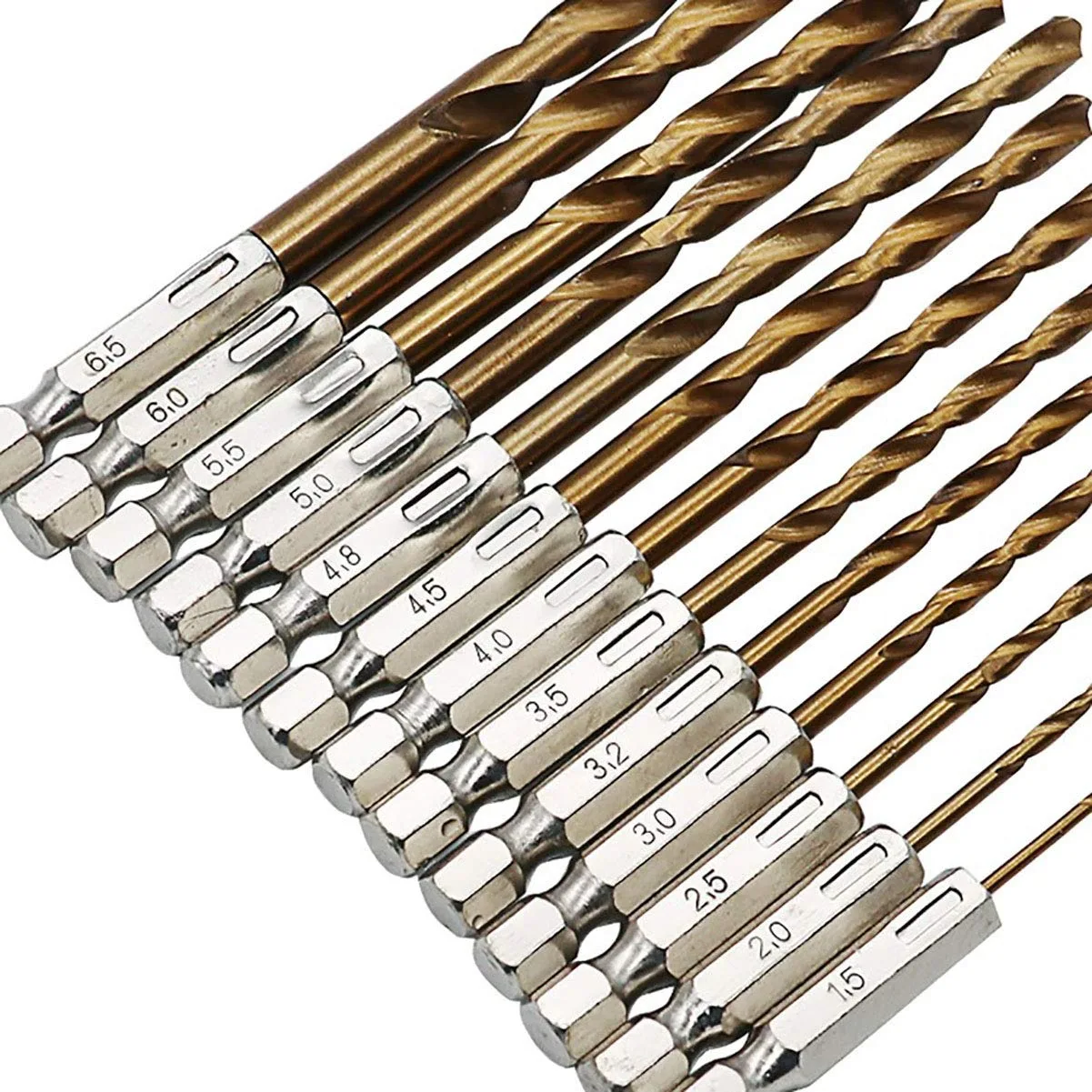 13-teiliges Sechskant-Bohrerset HSS Titan-beschichtete Spiralbohrer Set für Metall Holz Kunststoff Aluminium Dünnes Eisen – Detail 4