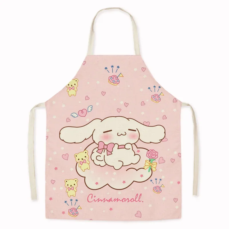 Kawaii Pink Rabbit Print Apron Home Kitchen Cooking Antifouling Apron Adult Hairdresser Manicurist Apron Student Painting Bib