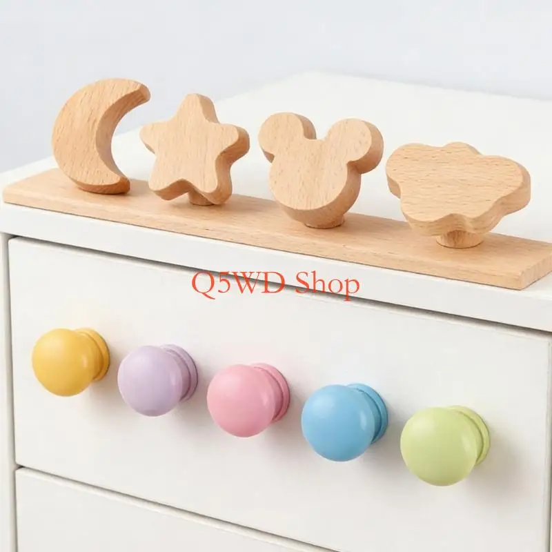 Q5WD Safe Rounded Edges Children Dresser Handle Easy To Install Single Screw Cabinet Pull For Toddlers Room Organization