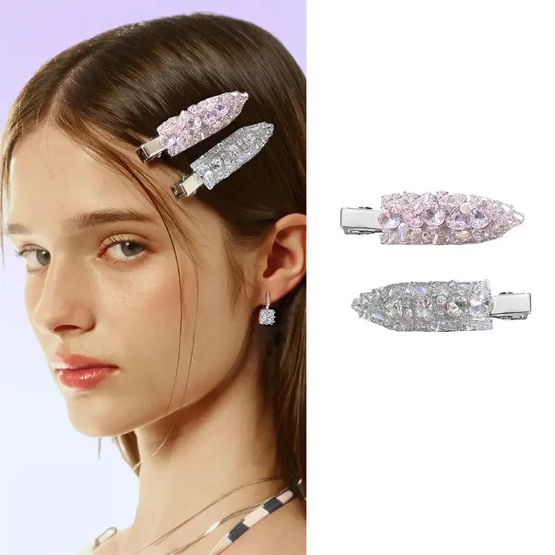 

2pcs/set Luxury Rhinestones Hair Clip For Women Girls Sweet Hair Ornament Side Bangs Hairpin Barrettes Fashion Hair Accessories