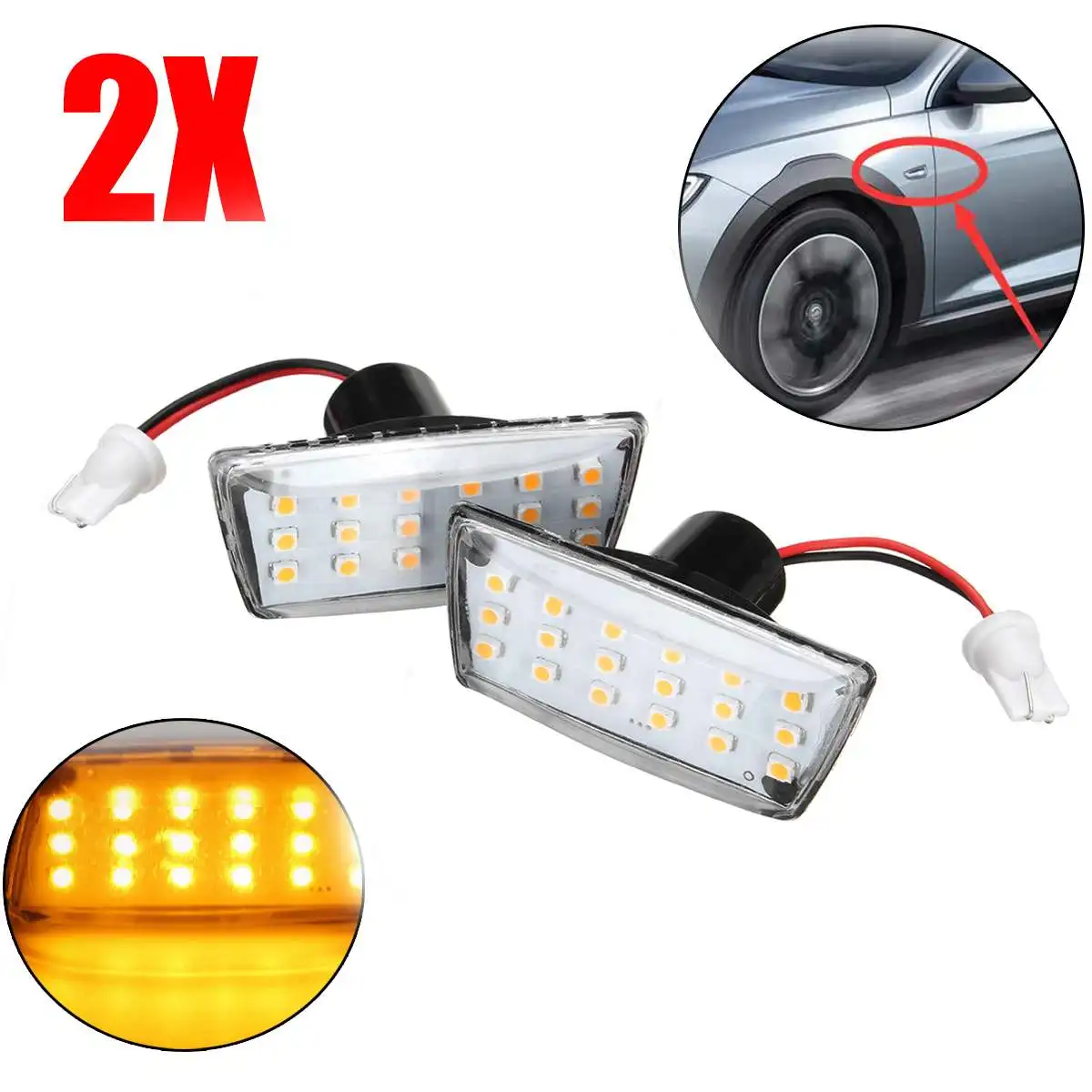 

2PCS LED Side Marker Lights 12V Turn Signal Light Side Repeater Lamp Panel Lamp for Opel for Vauxhall for Chevrolet for Cruze