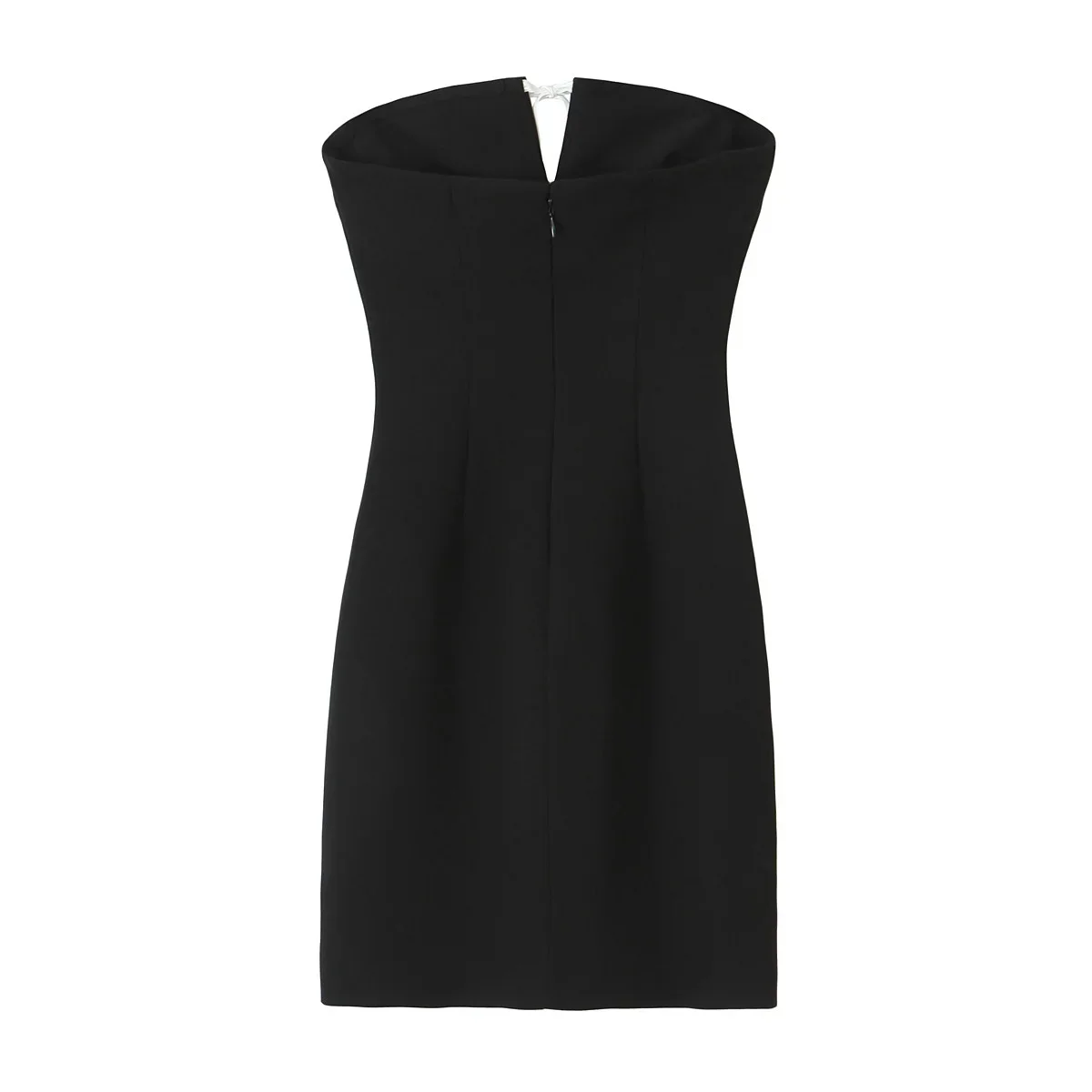 TRAF-Mini Robe Noire avec Nministériels d Découpé pour Femme, Tenue de Soirée Sexy, Dos aux, Sans Bretelles, Courte, Été