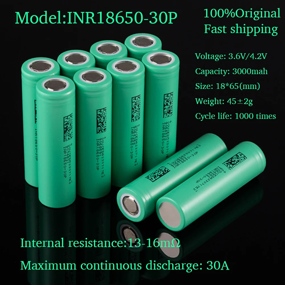 

Rechargeable Li-ion Batteries, 18650 Lithium Battery, High Current, Discharge Power Cell, 10A to 30A, 3.7V, 2000mAh to 3500mAh