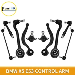 Punino Front Rearward Lower Control Arm Ball Joint Tie Rod End Link 10pcs Suits for BMW E53 X5 2000 2001-2006 31356750703