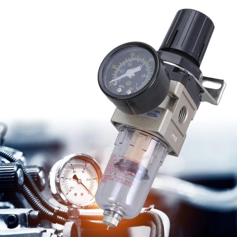 L9BE Pneumatic 1/4 BSPT Air Filter Regulator Combo Aluminum 14cm for Compressor Tool