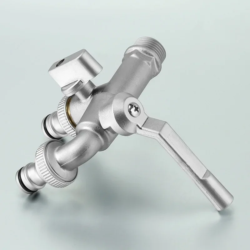 Outdoor Faucet - Solid Copper Luxury One-Inlet Two-Outlet Dual-Purpose Tap with Freeze-Proof Spout