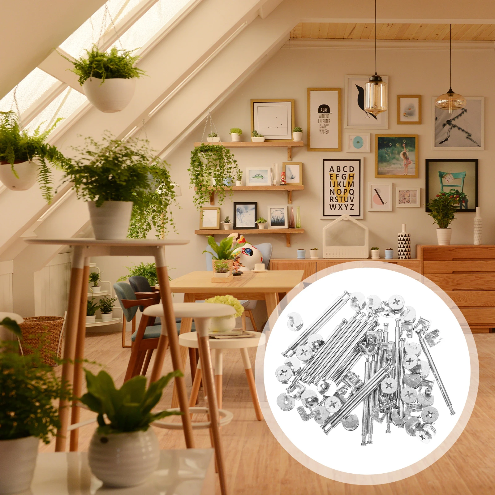 

20 Sets Double-headed Pole Connection Furniture Cam Fittings Connecting Dowel Cabinet Connectors for Fastener Kit Dowels