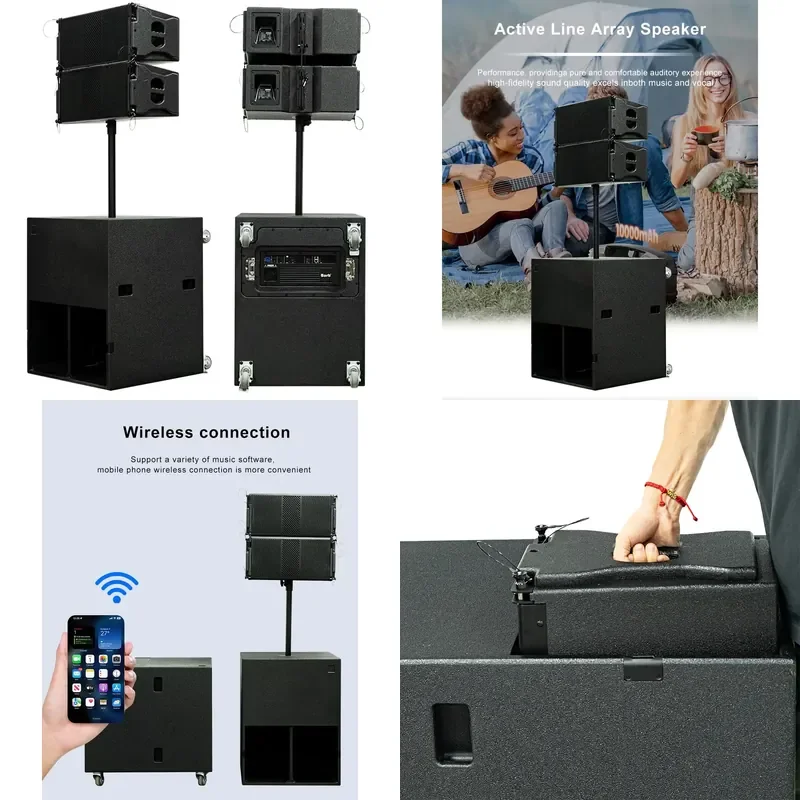 DTL110 Professional Stage Concert Line Array Speaker System with DSP 18 Inch Subwoofer and 10 Inch Active Line Array Speakers