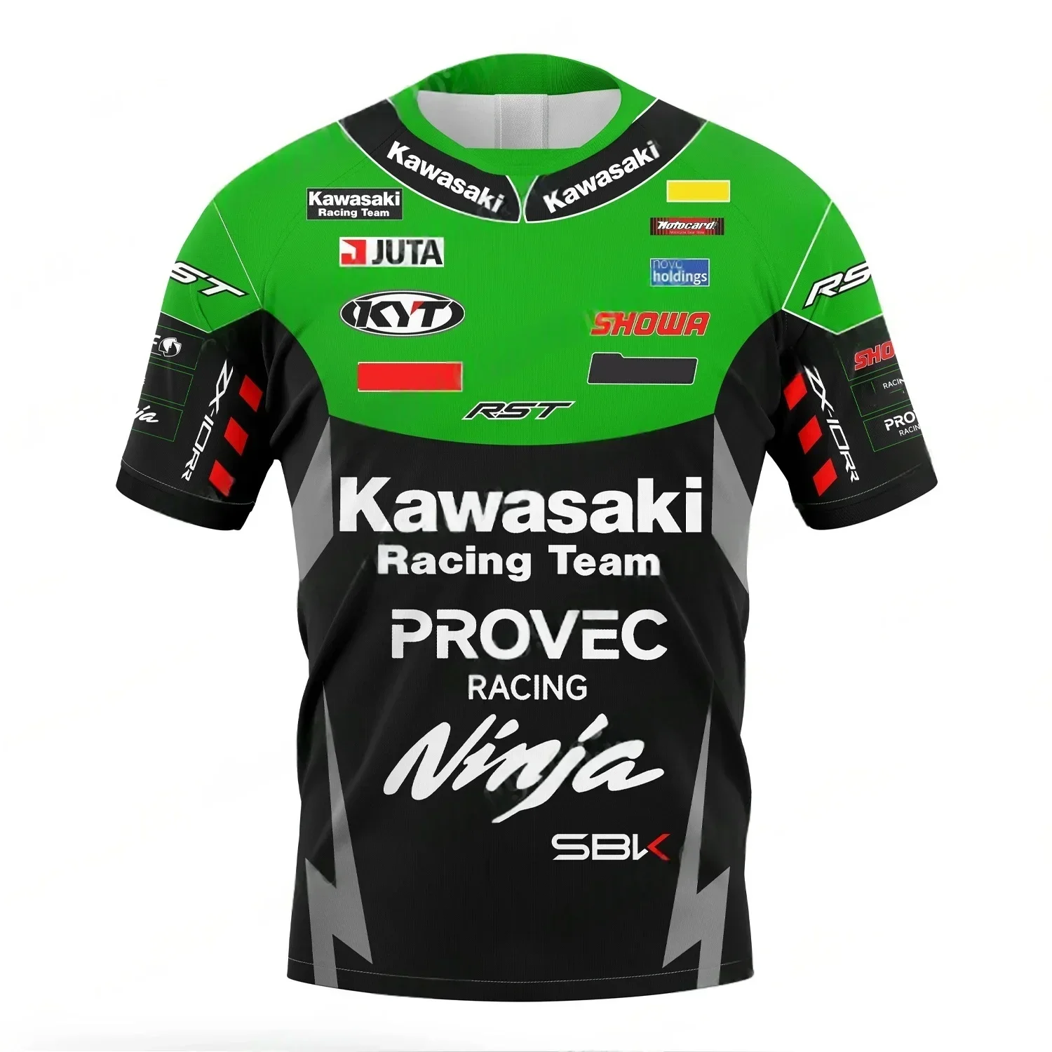 

Summer Men's Round Neck Short Sleeved T-Shirt Kawasaki Motorcycle Print Breathable Quick Drying Comfortable Outdoor Sports Top