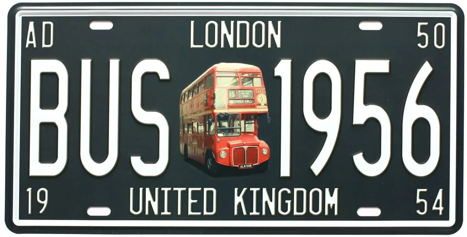 London Bus 1956 United Kingdom Metal Tin Sign Vintage Auto Metal Sign, Car Vehicle Metal Sign Souvenir  Metal Sign