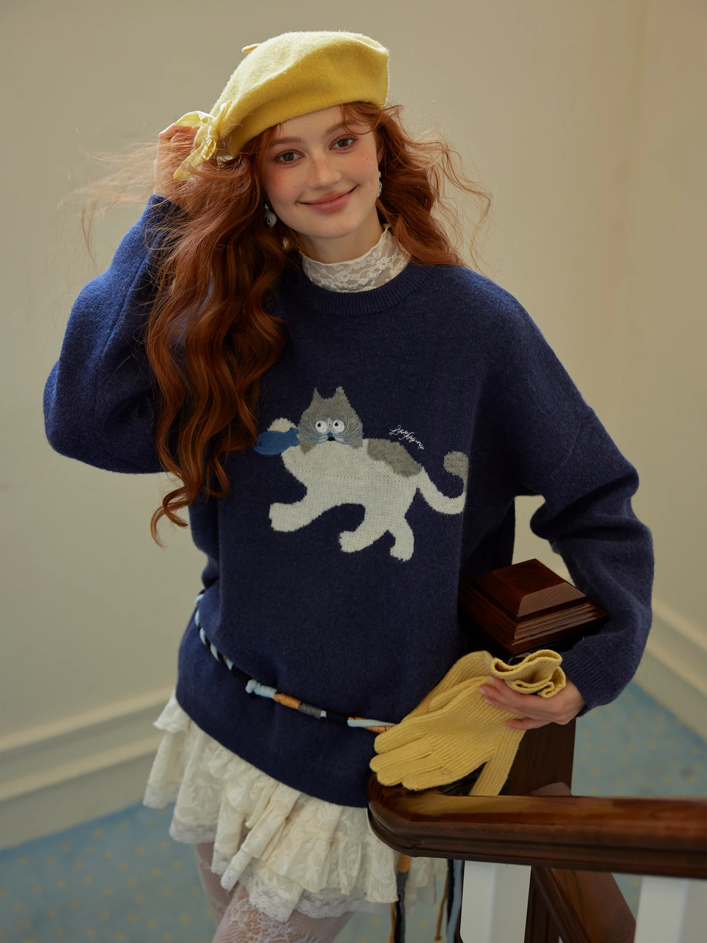 

AsGony Soft Long Sve round Ne Knitted Sweater Embroidered Loose Fit Comfortable Women's Autumn Winter Faion Casual Top