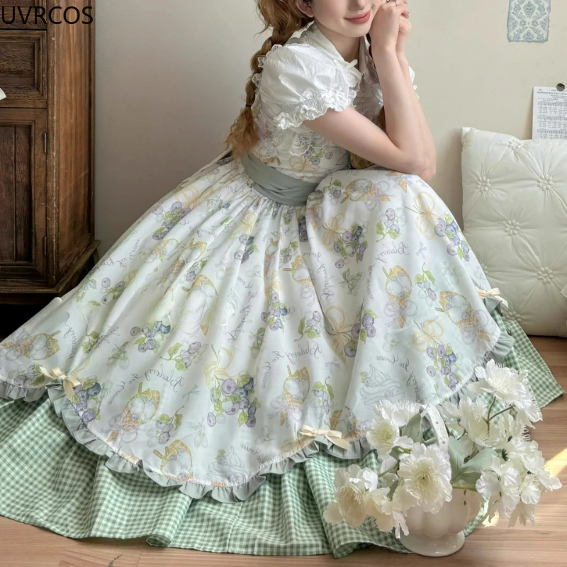 Japanese Sweet Lolita Jsk Dress Women Vintage Elegant Ruffles Lace Bow Strap Dresses Harajuku Y2k Kawaii Tea Party Mini Dresses view 5