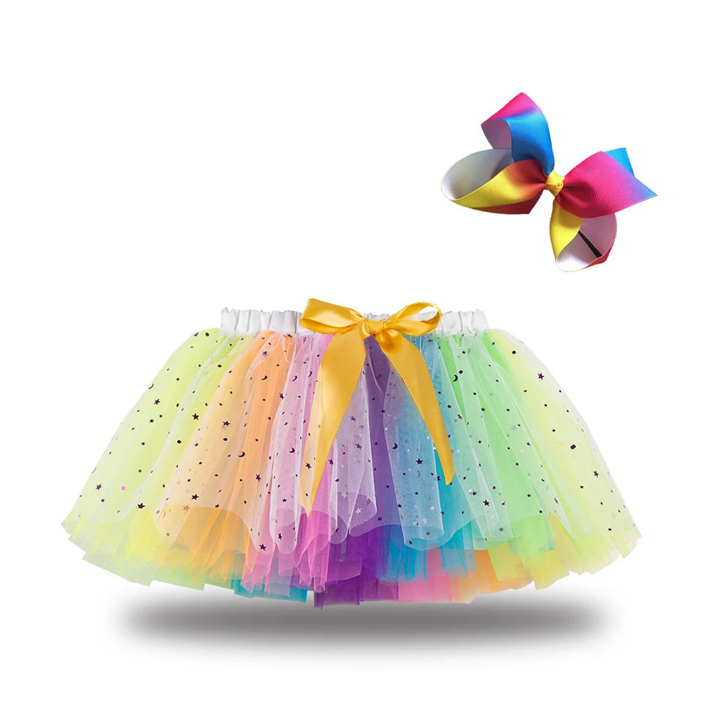 2024 New Tutu Skirt Baby Girls Clothing 12M-8Y Colorful Mini Pettiskirt Kids Party Dance Rainbow Tulle Skirts Children\'s Clothes