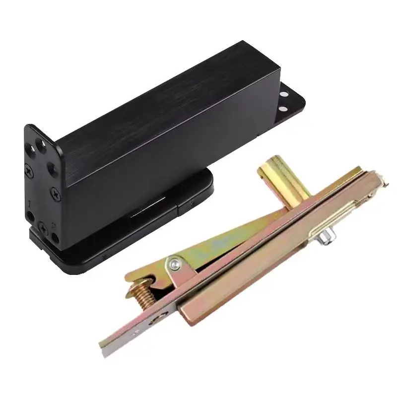 1Set Heavy Door Pivot Hinges 90° Positioning Invisible Door Hinges Hydraulic Buffer Floor Spring Door Shaft Install Up and Down