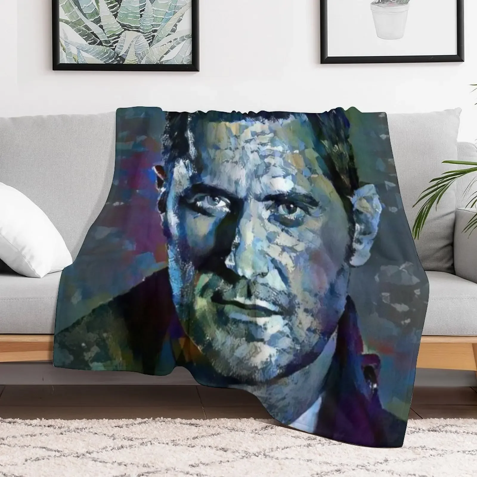 Richard Armitage Portrait Throw Blanket Shaggy Bed linens Comforter Personalized Gift Blankets