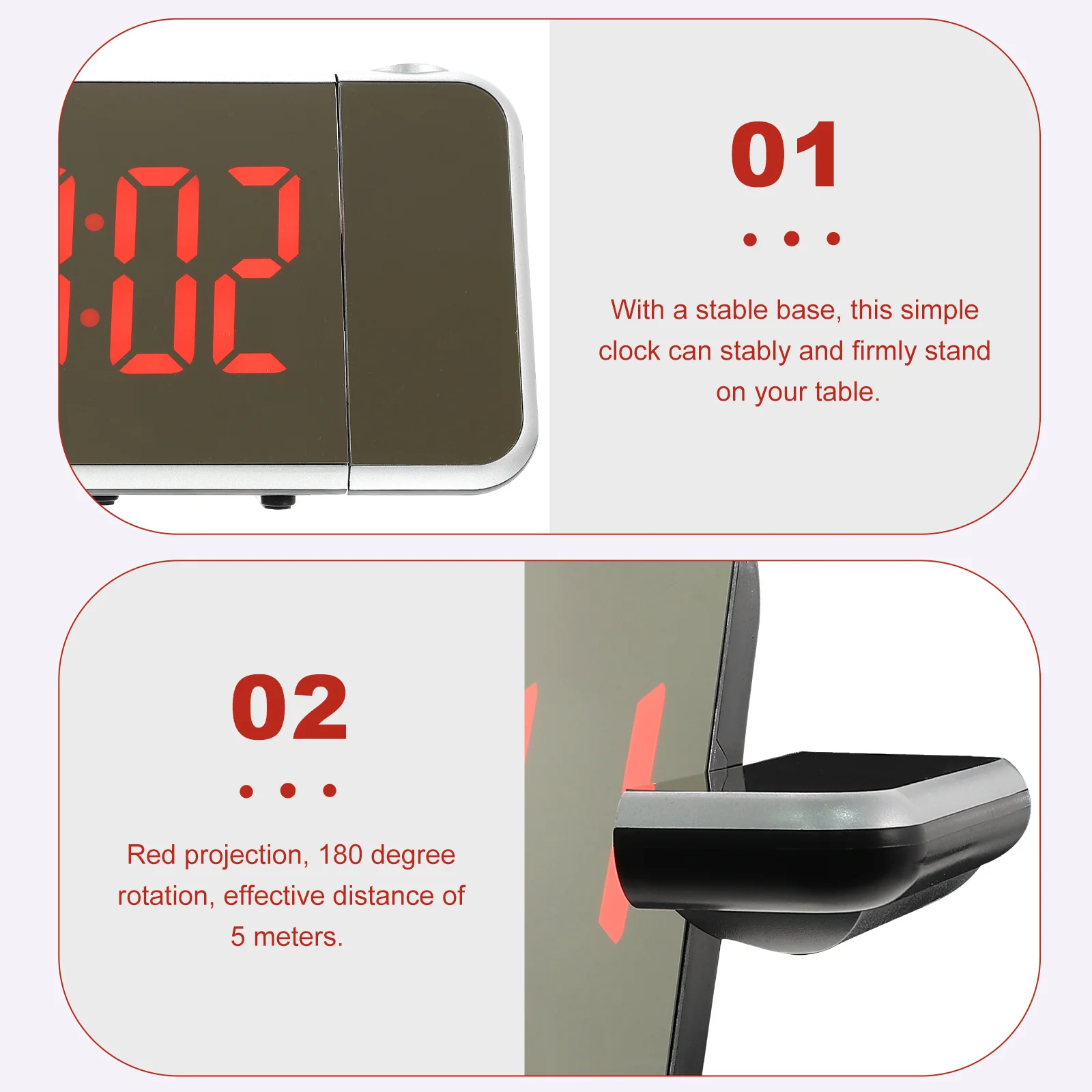 

Wake Up Projection Alarm Digital Table Clock Black Light Bedroom Office Home Decor Multi Function Electronic for Hotel