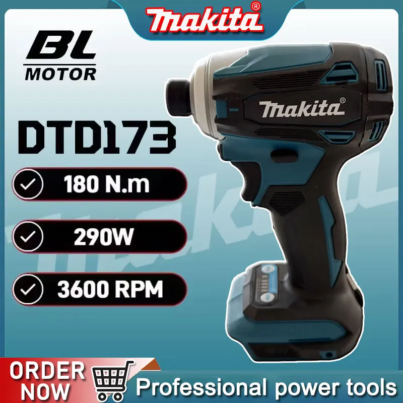 

Makita DTD173 18V Cordless Impact Driver 180Nm Brushless Motor Electric Drill Wood/Bolt/T-Mode Wireless Drill Household Tool